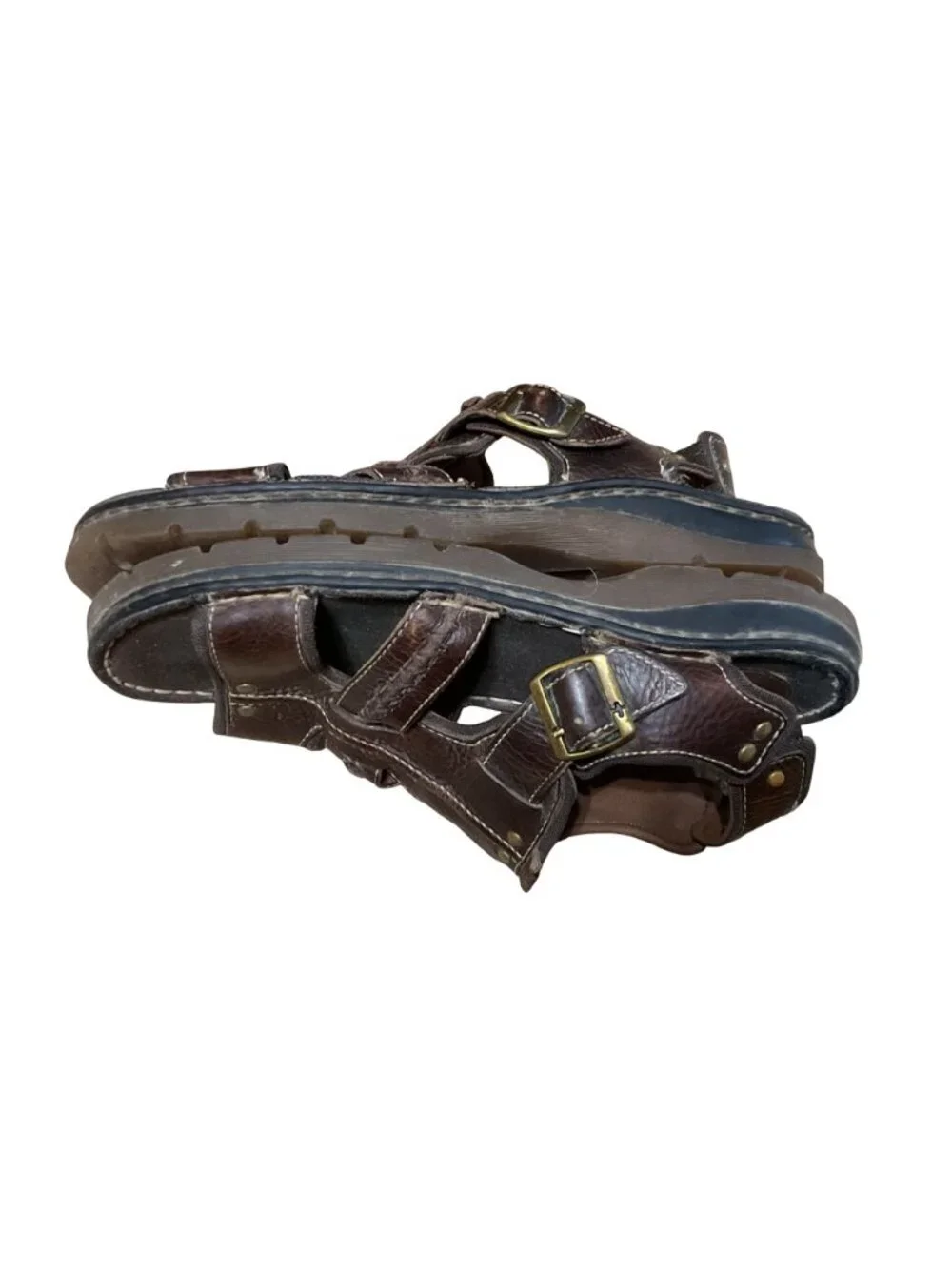 Y2K Dr Martens Brown Leather Fisherman Sandals 13 Adjustable Straps Buckles